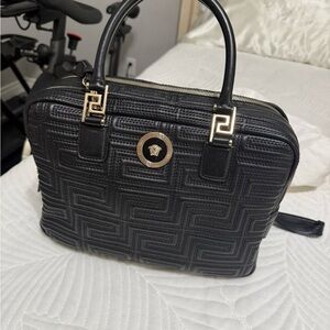Versace Black Embossed Satchel